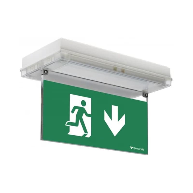 8W Fluorescent Exit Light Single Sided Down Arrow
