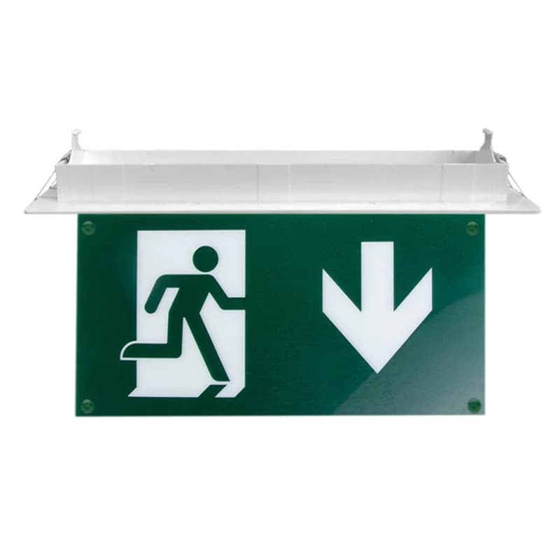 ARQ – Exit Light Down Side Arrow Recessed Mounted