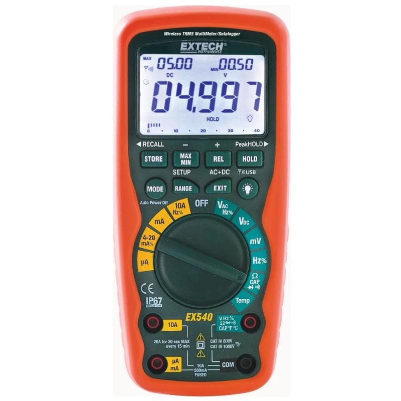 Extech – 12 Function Wireless True RMS Industrial MultiMeter/Datalogger – EX540