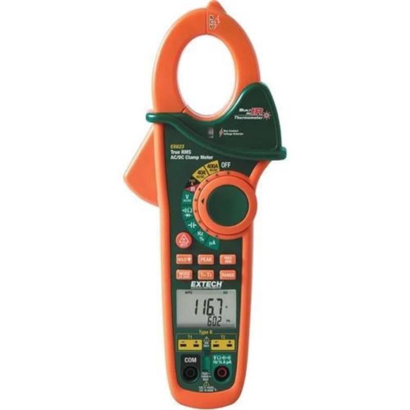 Extech – 400A Dual Input AC/DC Clamp Meter, NCV, IR Thermometer – EX623