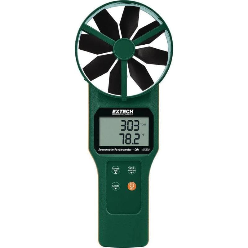 Extech – Large Vane CFM/CMM Anemometer/Psychrometer Plus CO2 – AN320