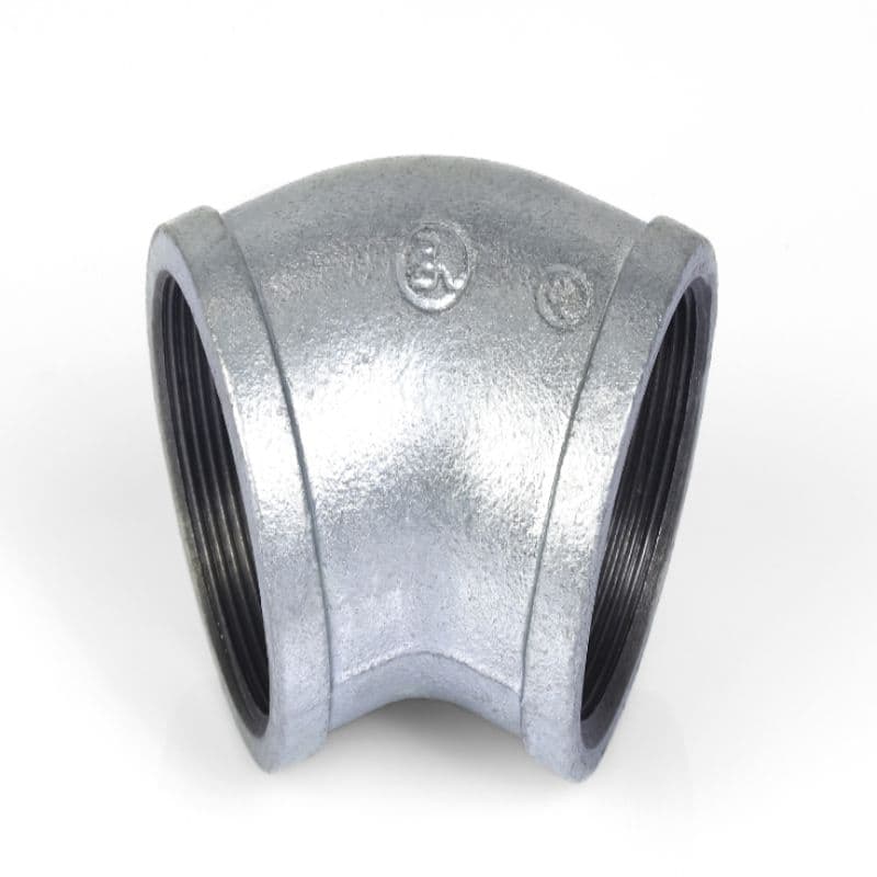Galvanized Malleable Iron 45 Degree Elbow Pipe Fitting NPT Thread