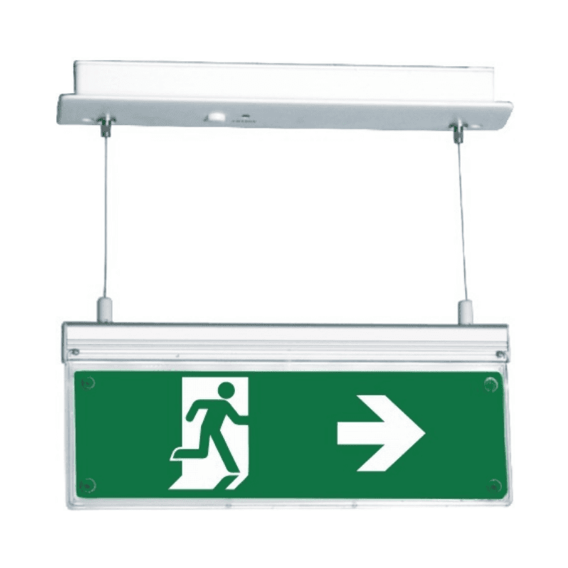 OLYMPIA MLD-34D/W CONVENTIONAL EXIT LIGHT, HANGING/SIDE ARROW