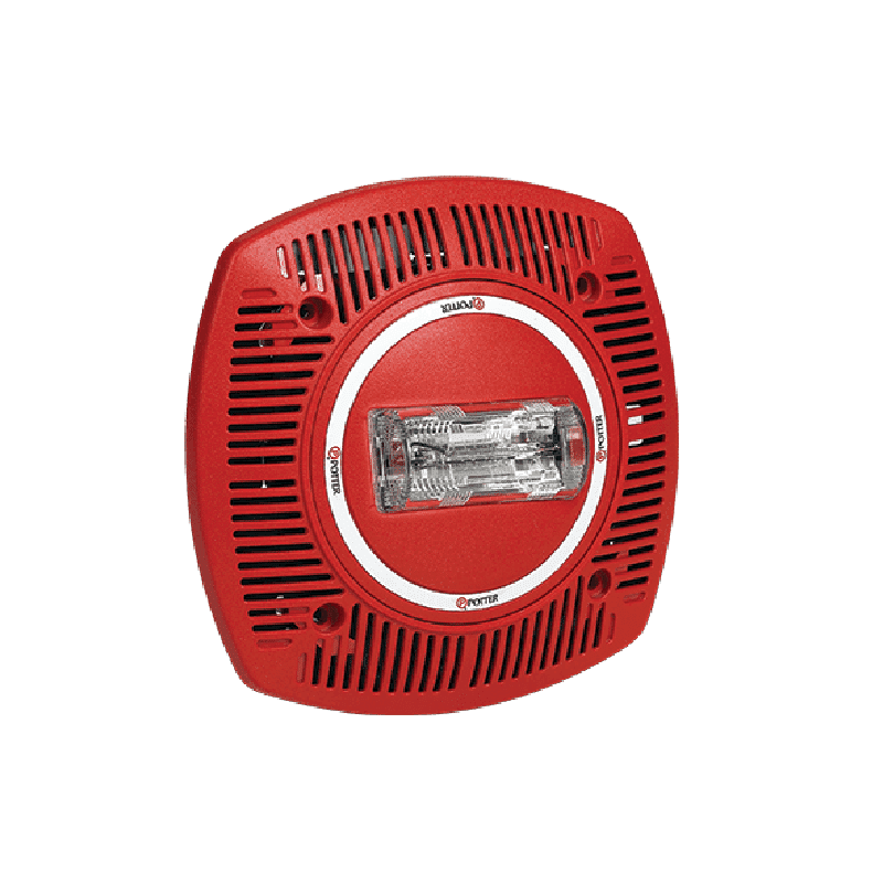 Potter SPKSTR-24CLPR Low Profile Ceiling Mount Speaker Strobe Red (4890220), UL Listed