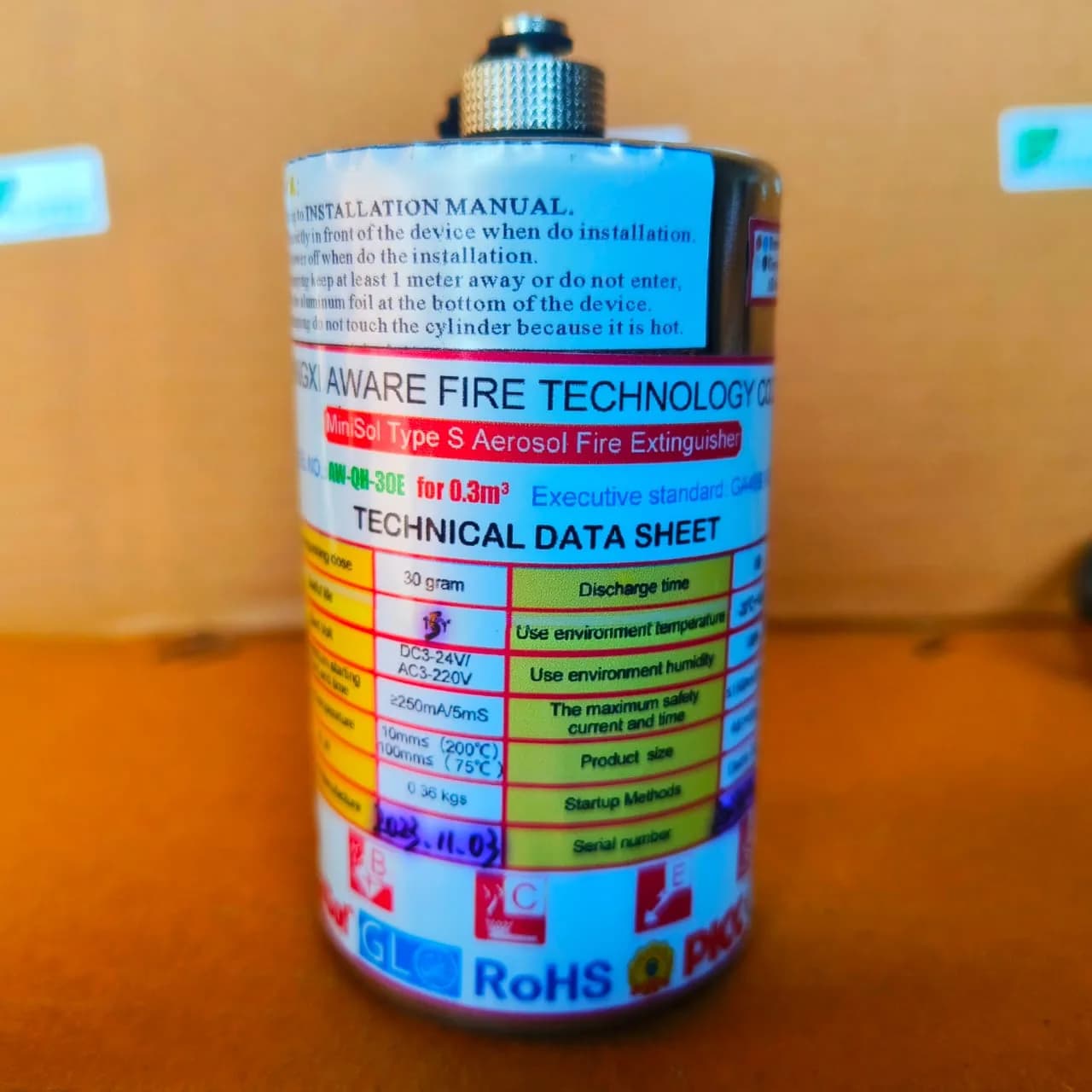 Aerosol Fire Suppression Generator – 30g