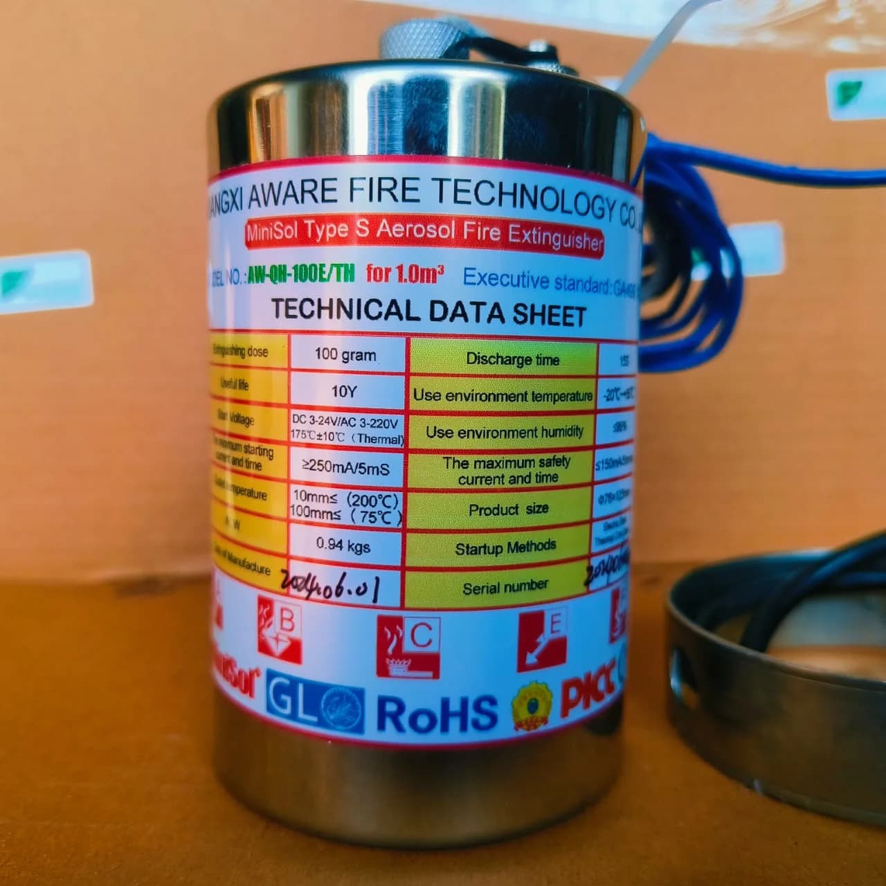 Aerosol Fire Suppression Generator – 100g