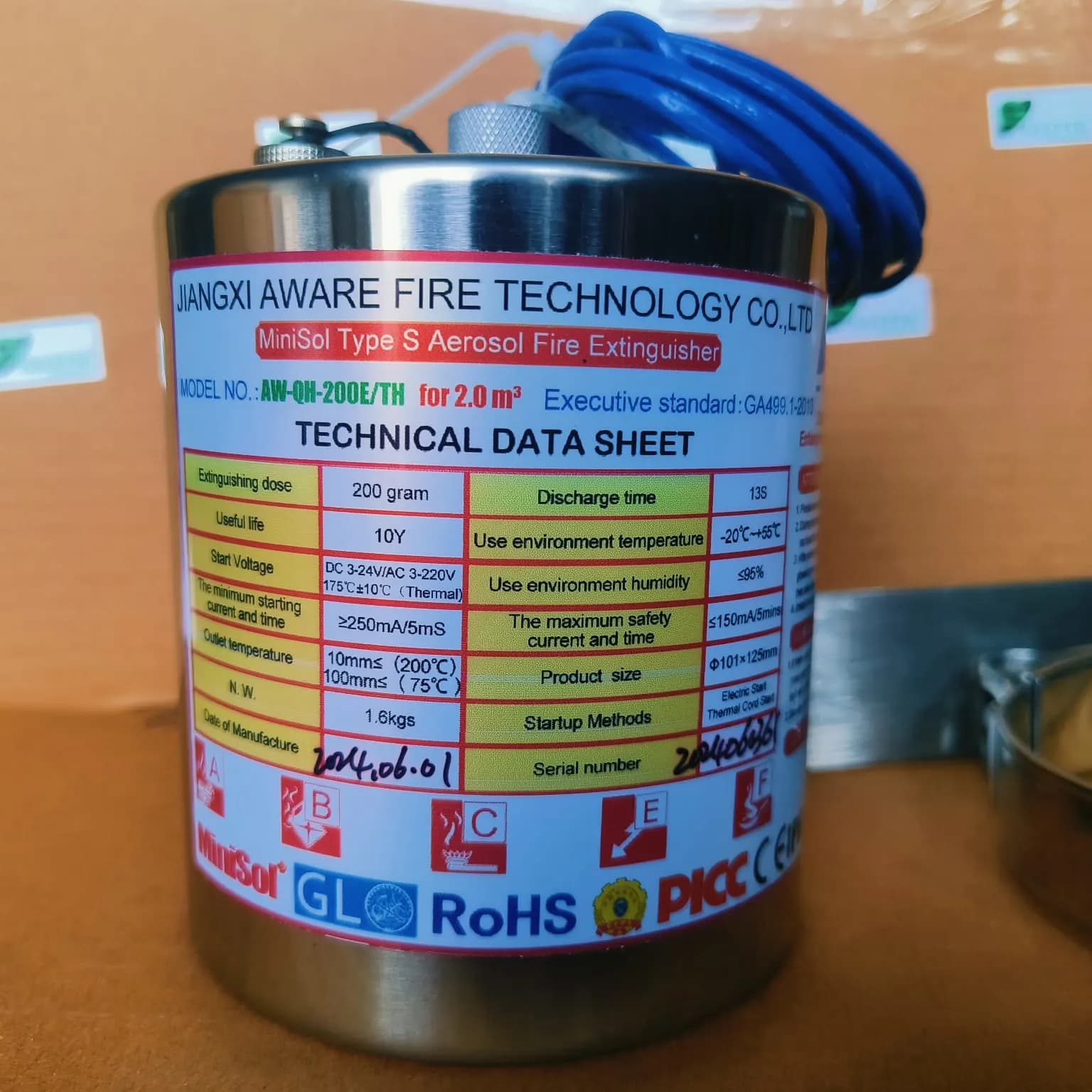 Aerosol Fire Suppression Generator – 200g