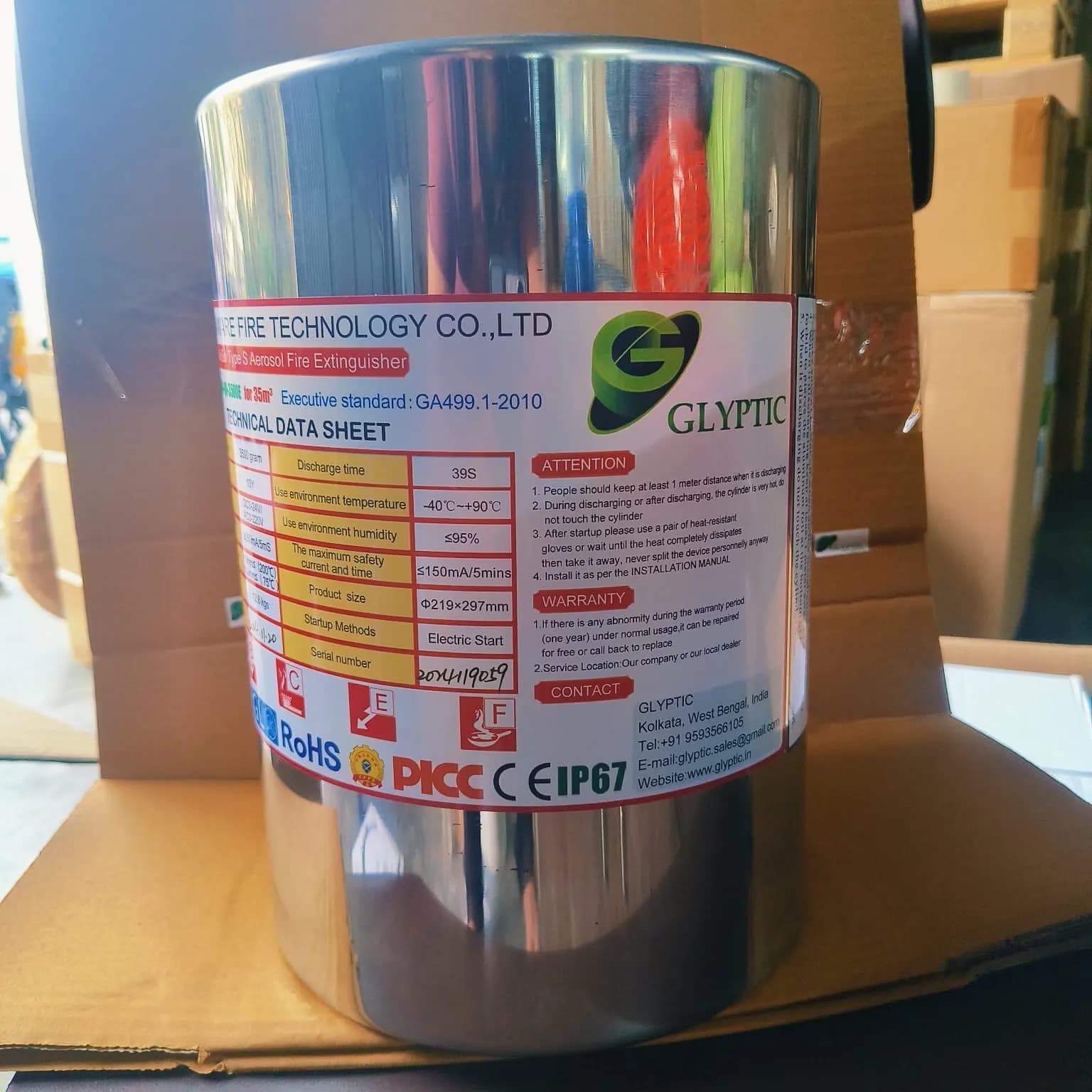 Aerosol Fire Suppression Generator – 3500g