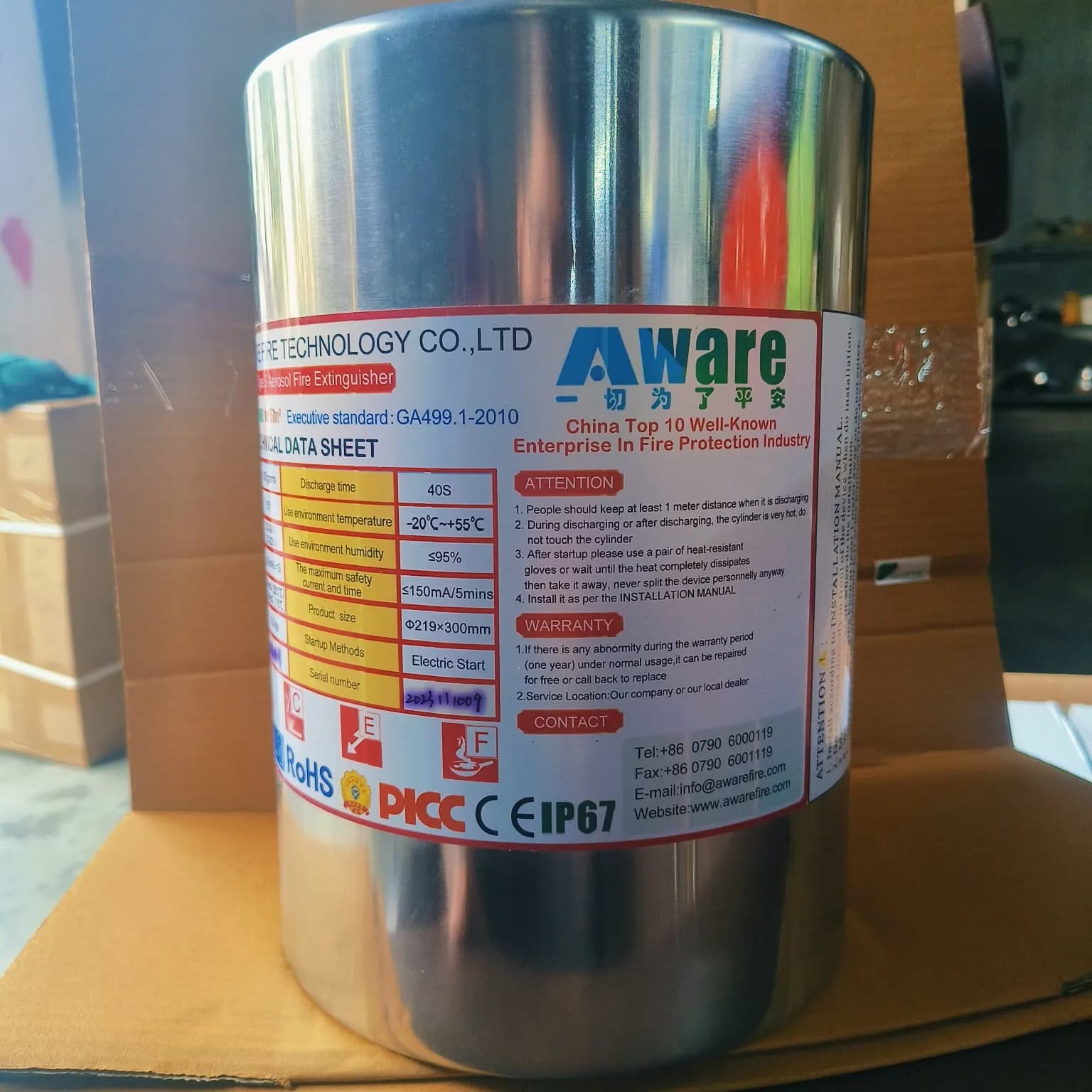 Aerosol Fire Suppression Generator – 4200g